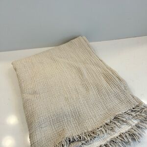 Pokoloko Throw Blanket (beige) 52"W x 66"L with 1" eyelash fringe